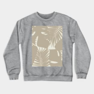 Monstera, Spider Palm, Tropical Leaves Print In Neutrals Crewneck Sweatshirt